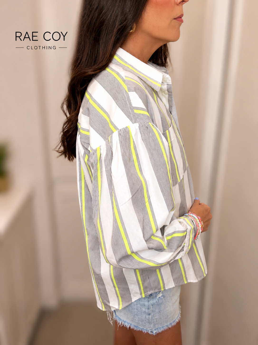 Neon Stripe Button Up