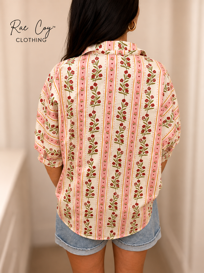 Sweet Bloom Cotton Button Down