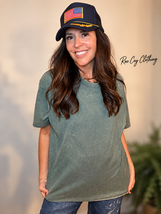 Mineral Washed 100% Cotton Tee Green