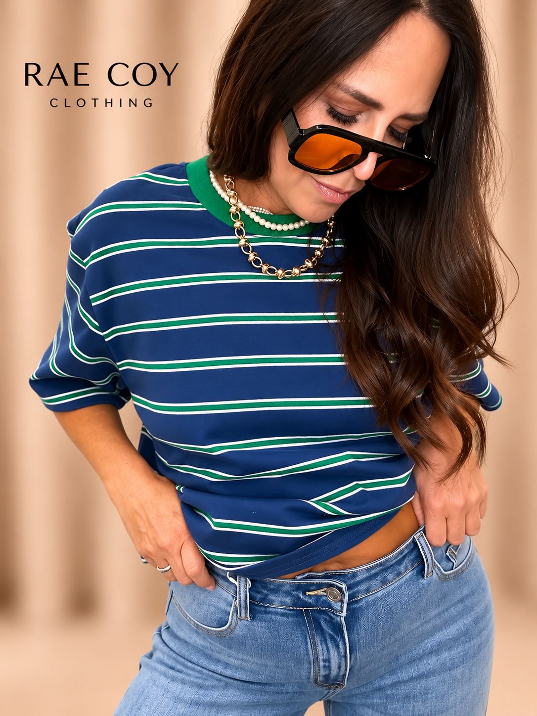 90s Blue Stripe Top