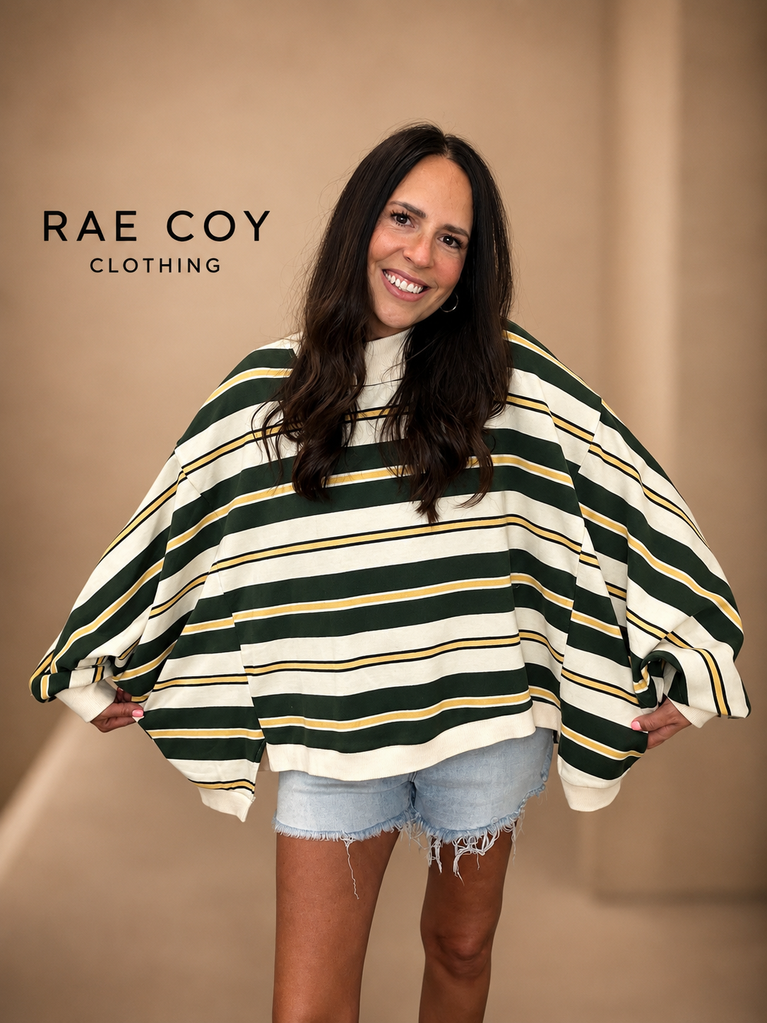 Green and Yellow French Terry Oversized Mockneck