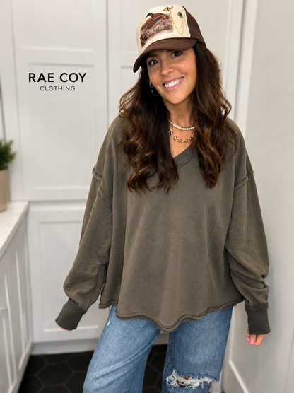 V-Neck Charcoal Pullover