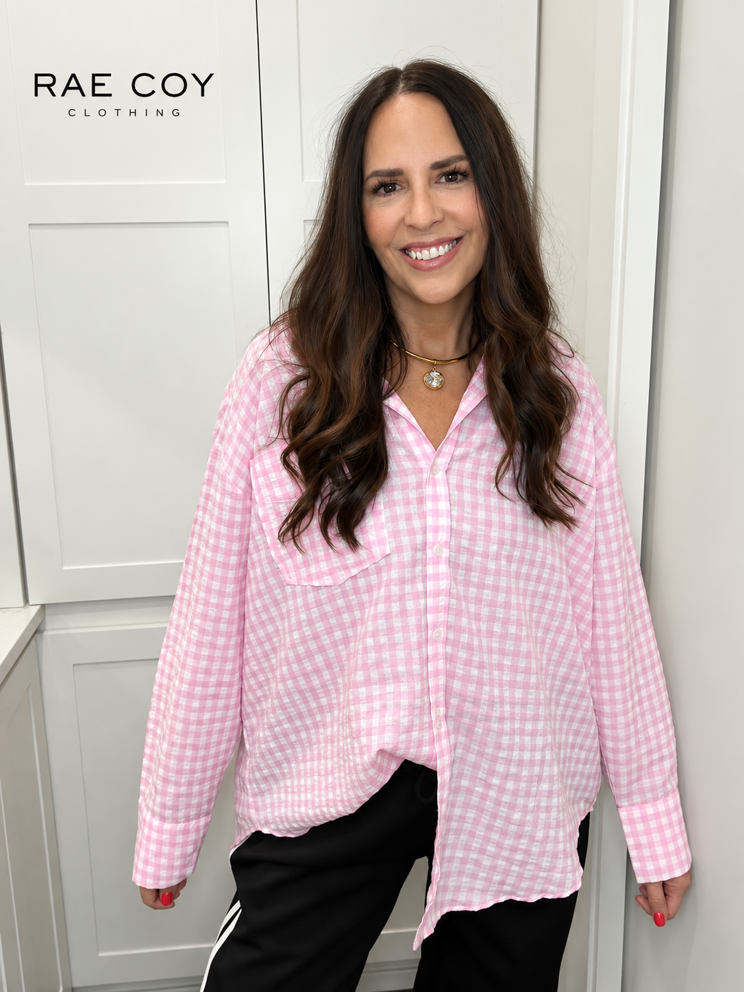 Pink Gingham Oversized Button Down