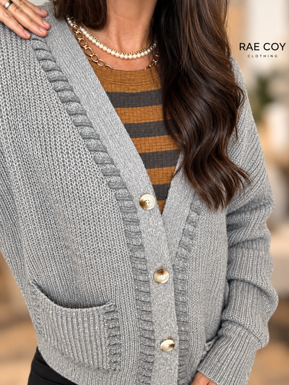 Grey Butter Soft Braided Detail Cardigan