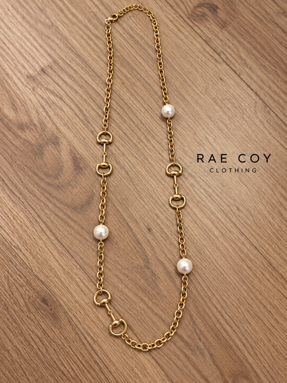 32” Snafflebit and Pearl Long Necklace - Final Sale