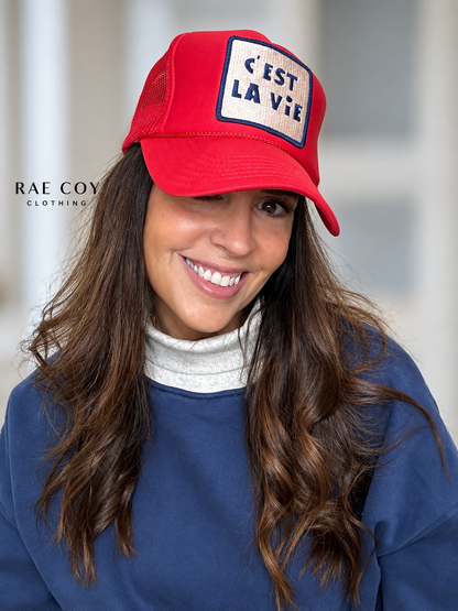 C’EST LA ViE Red Trucker Hat - Final Sale