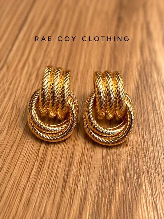 Water Resistant  Gold Double Knotted 1.5 inch Earrings - Final Sale