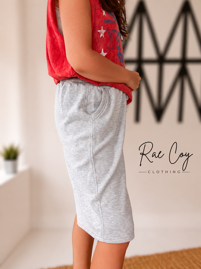 Grey French Terry Drawstring Jorts