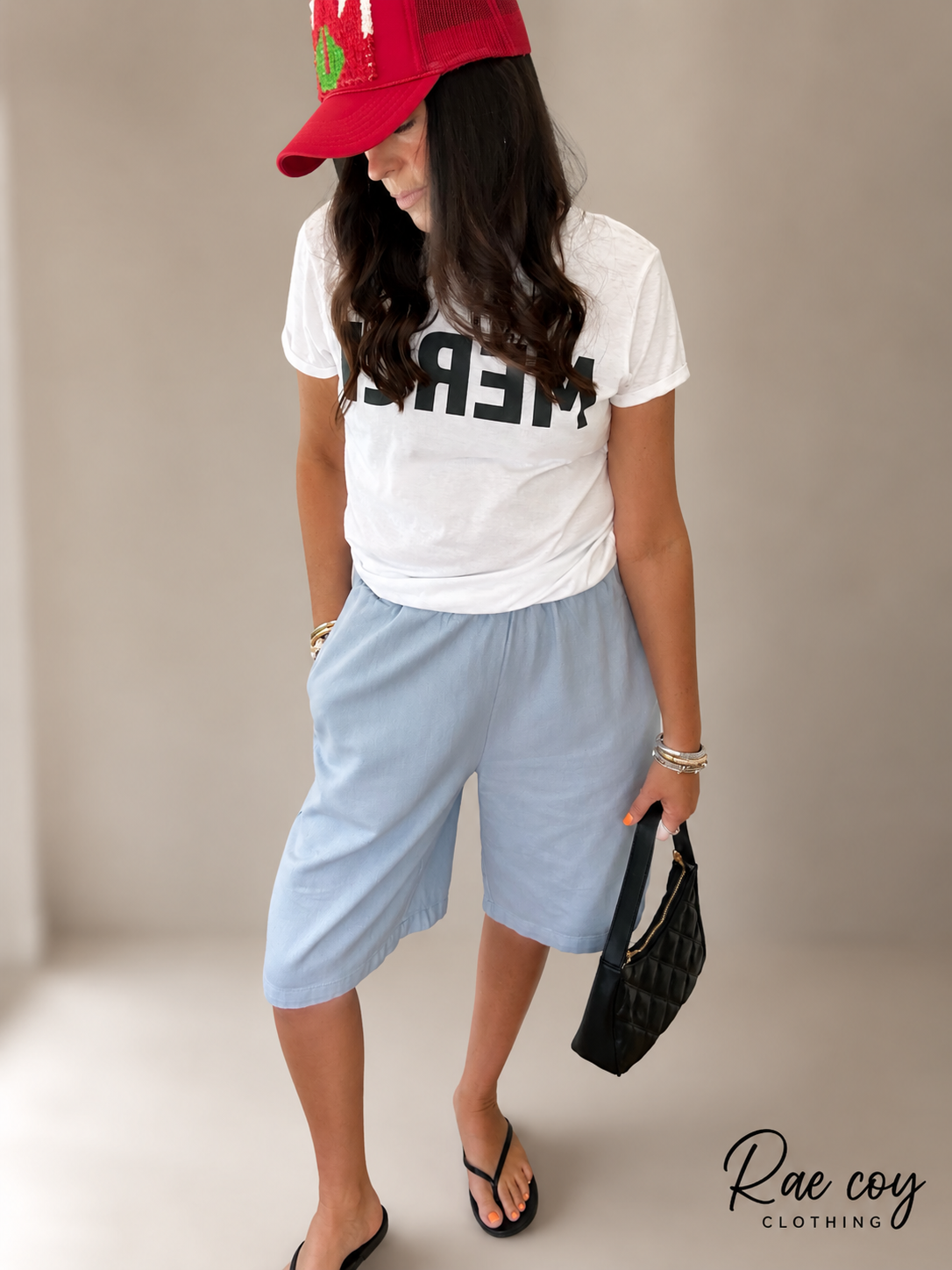 Sky Blue Cotton Baggy Jorts