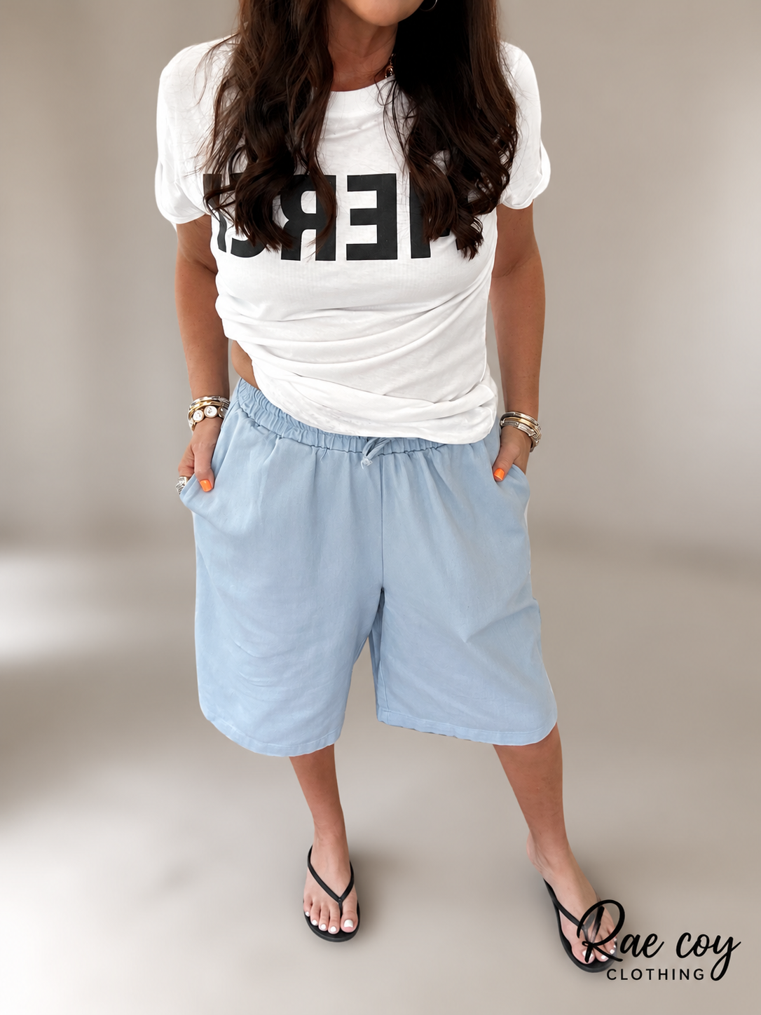 Sky Blue Cotton Baggy Jorts