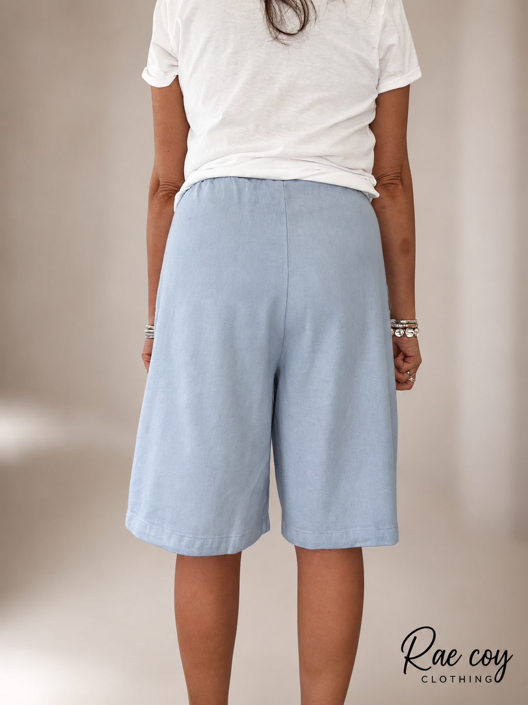 Sky Blue Cotton Baggy Jorts