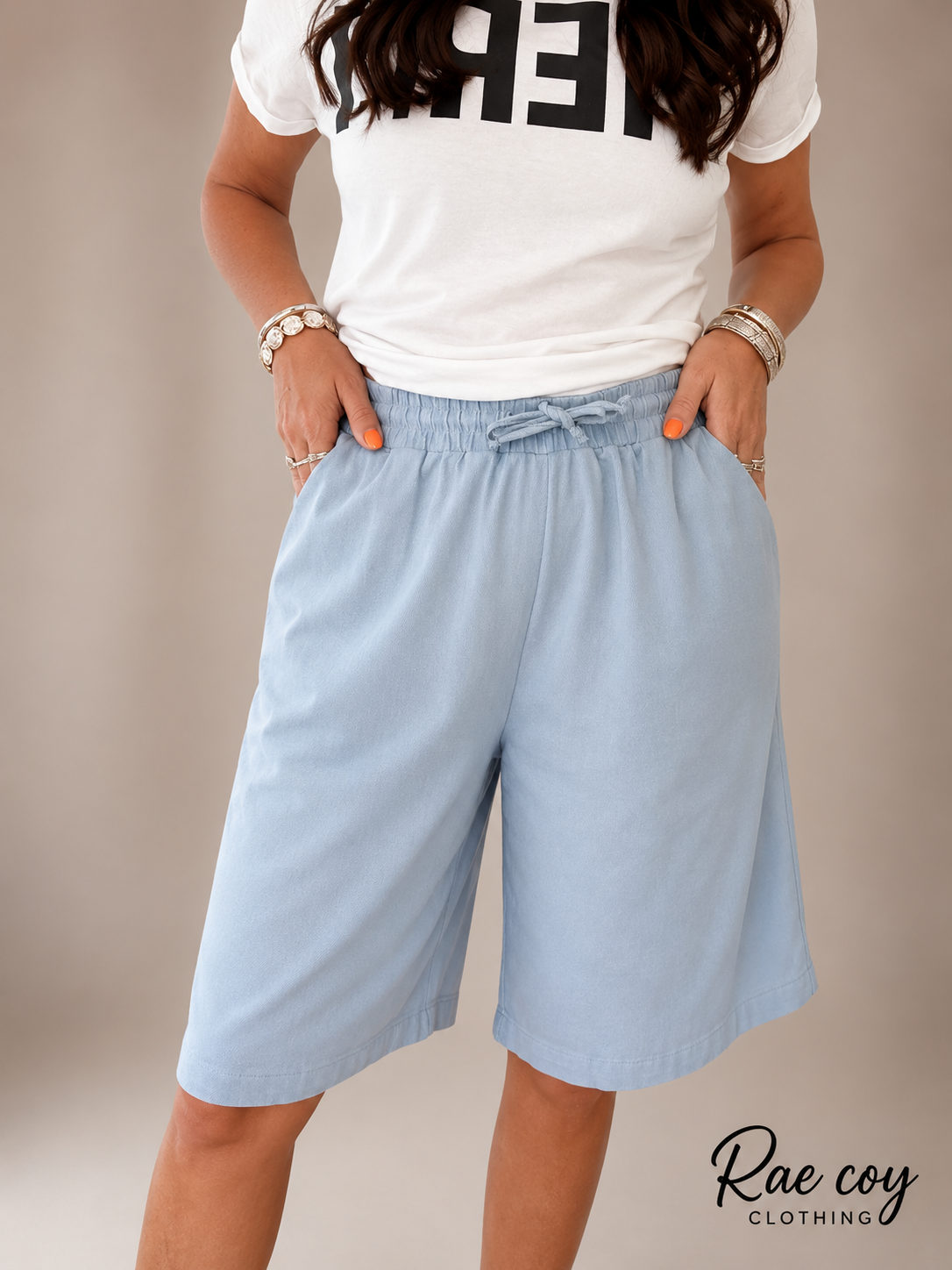 Sky Blue Cotton Baggy Jorts