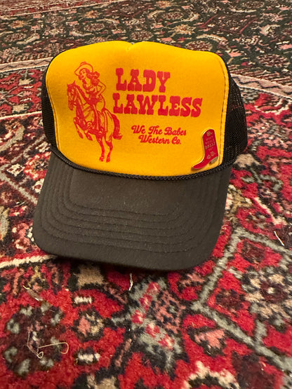 Lady Lawless Trucker Hat with What Would Dolly Do Pin