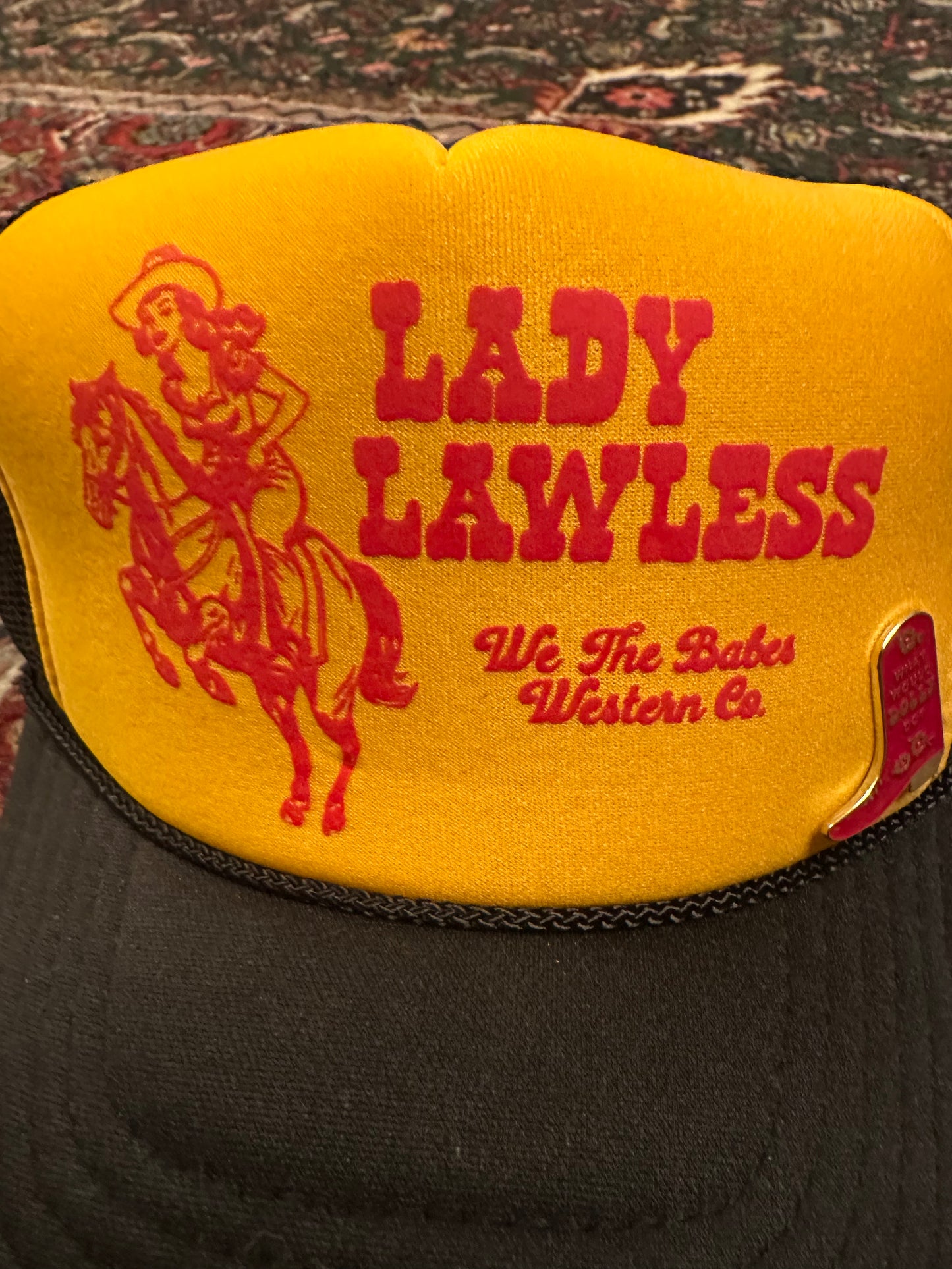 Lady Lawless Trucker Hat with What Would Dolly Do Pin