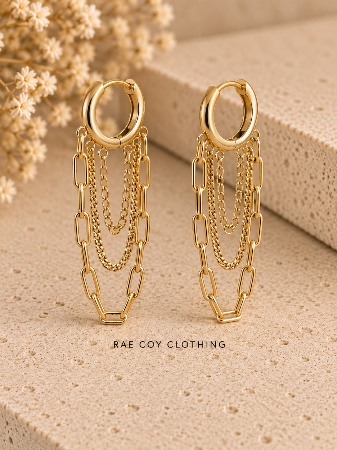 18K Gold Non-Tarnish Multi Chain Drop Earrings
Yellow Gold - Final Sale