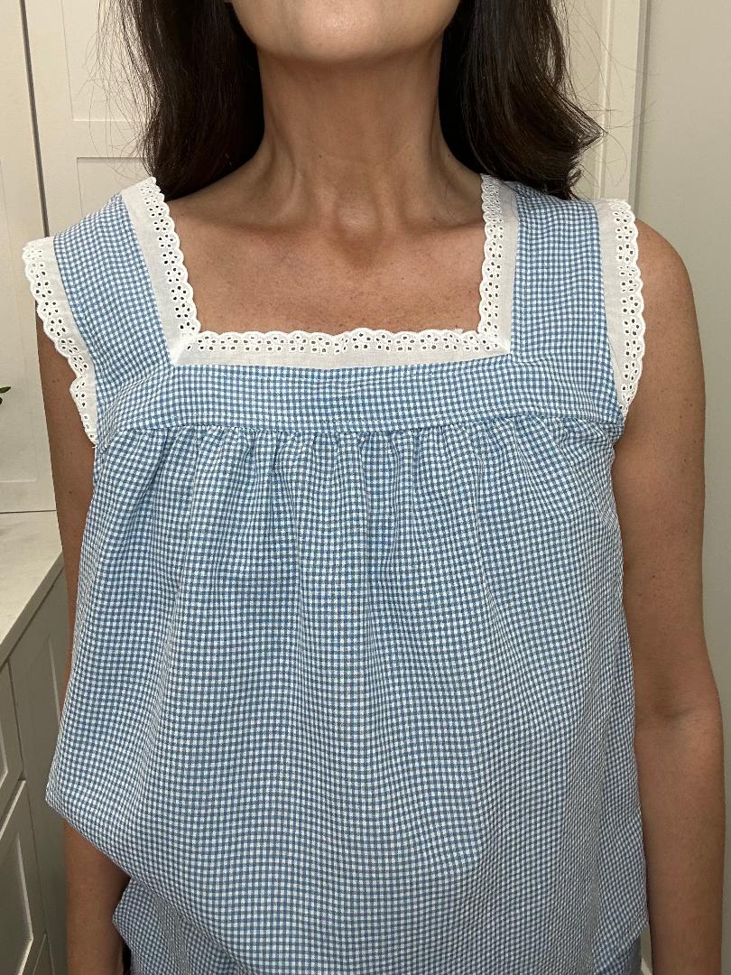 Blue and White Gingham Set