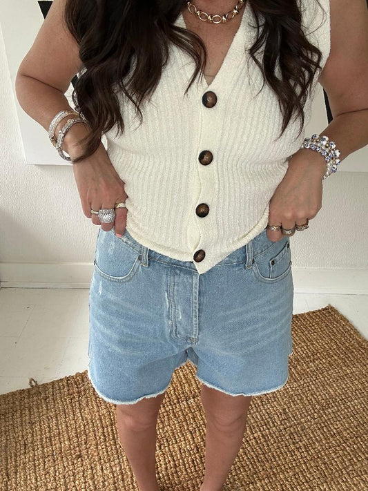 Cotton Denim Shorts
