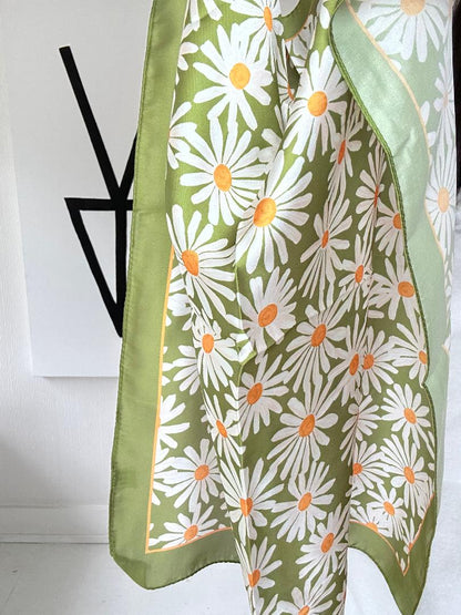 Flower Silky Feel Bandana Scarf