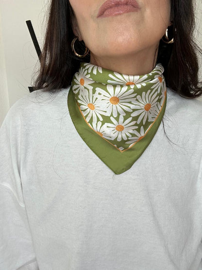 Flower Silky Feel Bandana Scarf