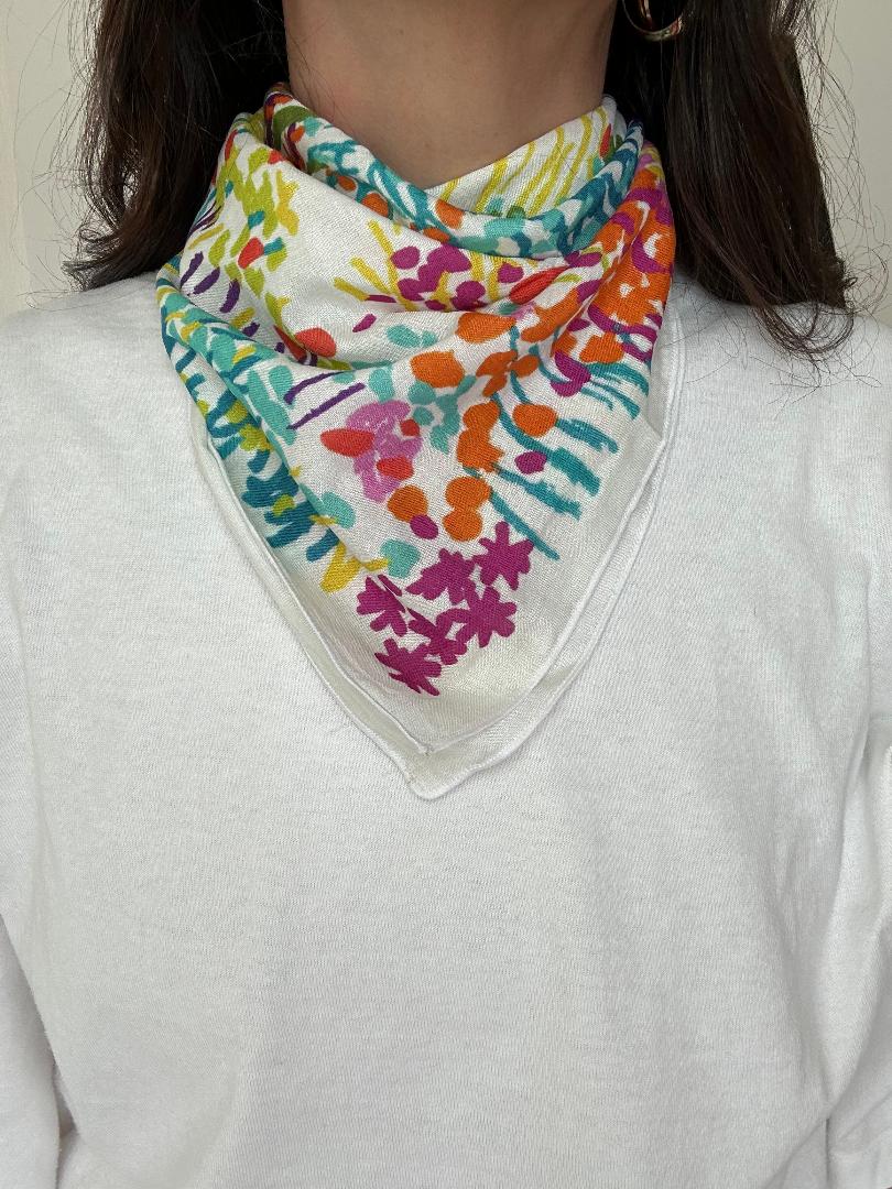 Cotton Floral Print Bandana Scarf
