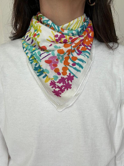 Cotton Floral Print Bandana Scarf