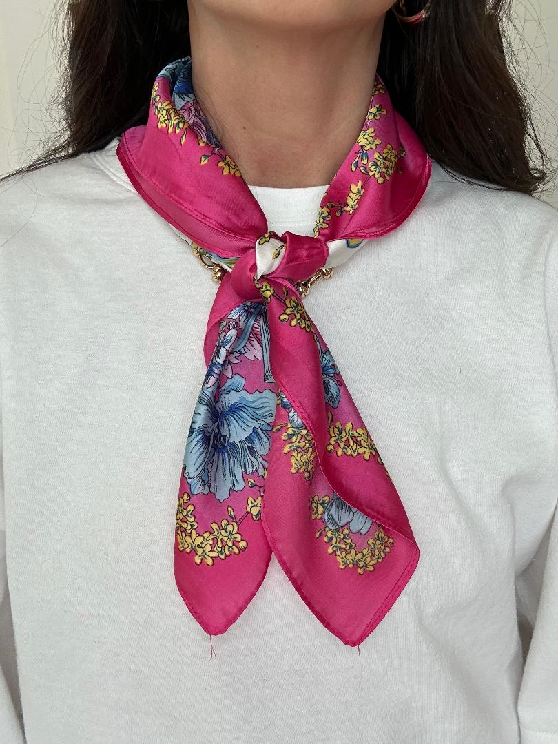 Vibrant Pink Silky Feel Bandana Scarf