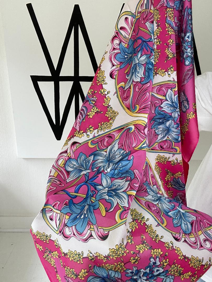 Vibrant Pink Silky Feel Bandana Scarf