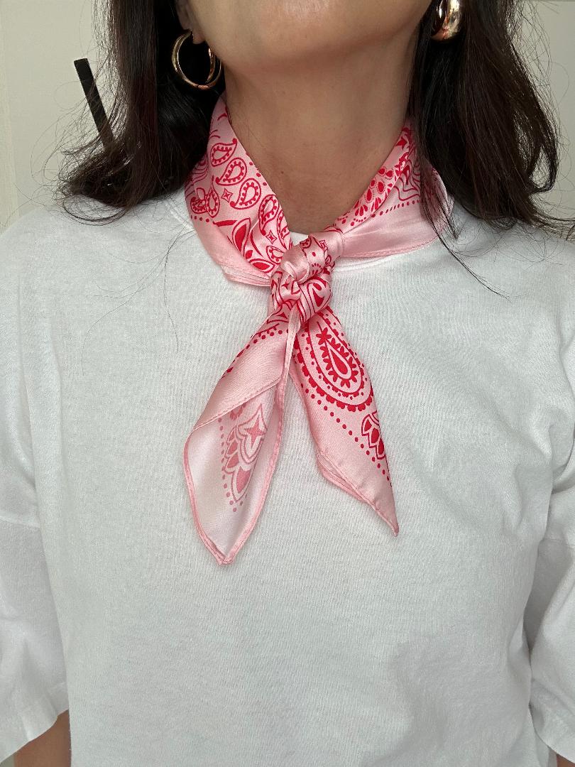 Paisley Pink Silky Feel Bandana Scarf
