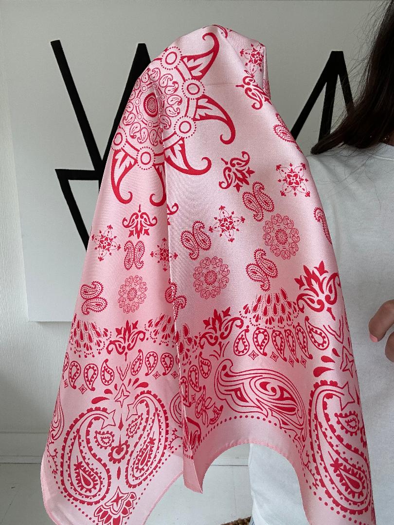 Paisley Pink Silky Feel Bandana Scarf