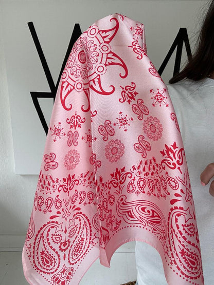 Paisley Pink Silky Feel Bandana Scarf