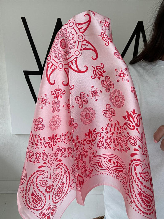 Paisley Pink Silky Feel Bandana Scarf