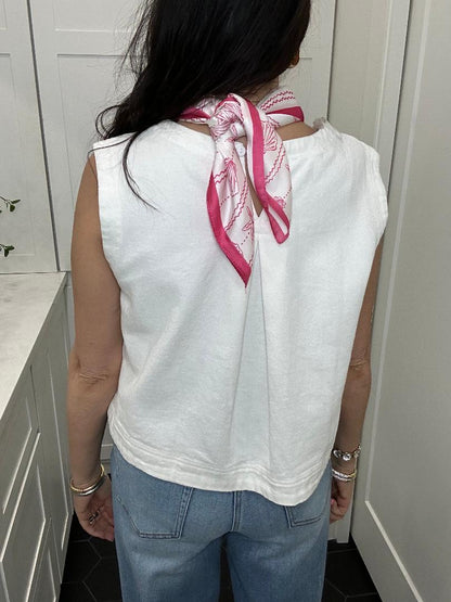 White Denim Sleeveless Top