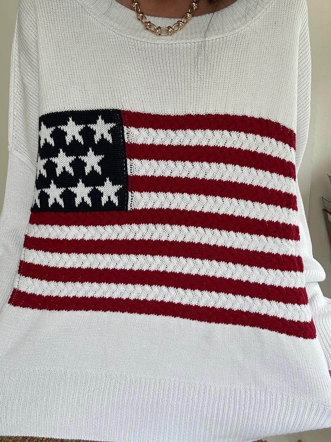 White USA Flag Sweater